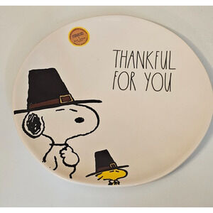 Peanuts Rae Dunn Snoopy Plate Thankful For You Woodstock Thanksgiving Large 11”
